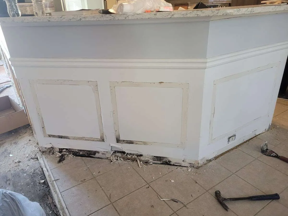 Water damage and mold on kitchen during Storm Damage Restoration in Westchester